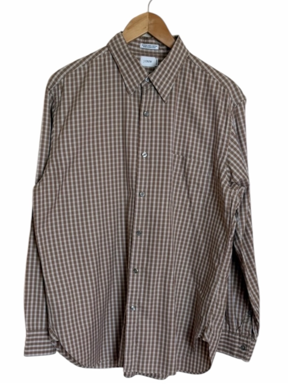 J. Crew Brown Plaid 100% Cotton Button-Up Shirt. Size Large